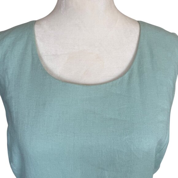 Laura Scott mint green sleeveless fully lined zip sheath linen dress size 14 - Picture 6 of 9